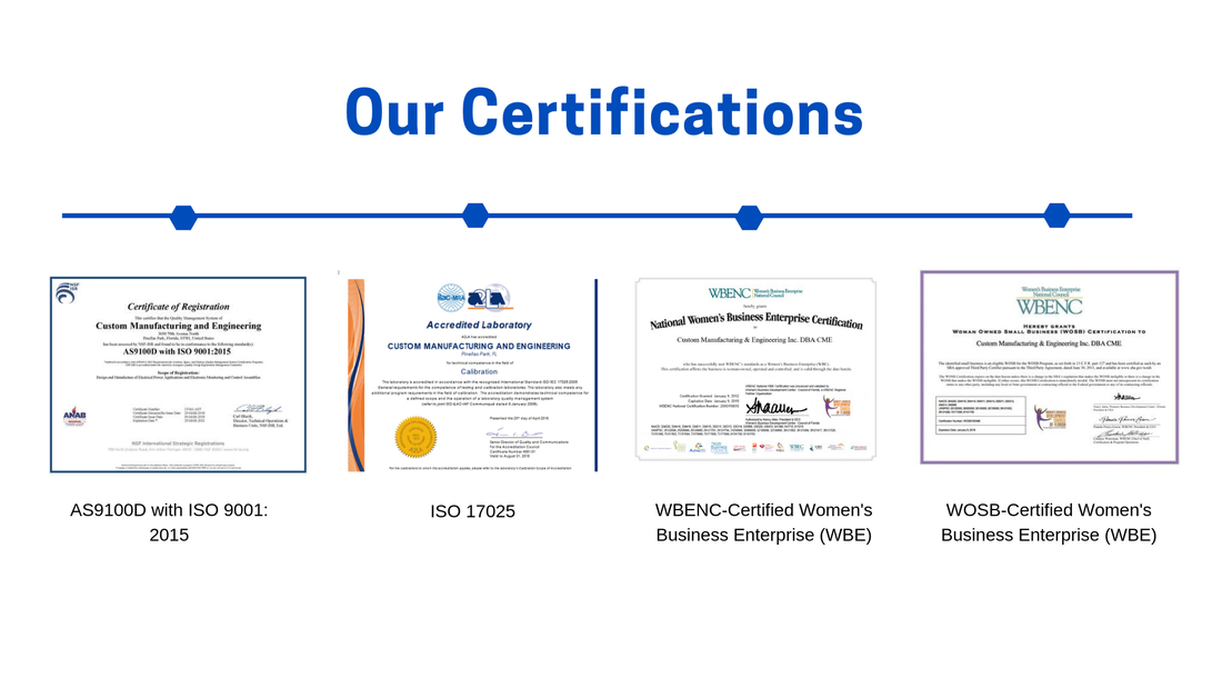 Custom Manufacturing & Engineering's Certifications