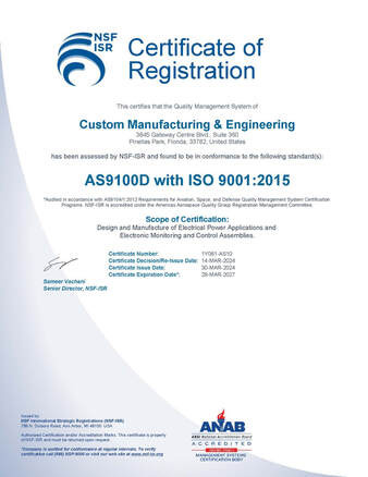 A2LA certification custom manufacturing & engineering cme calibration ISO